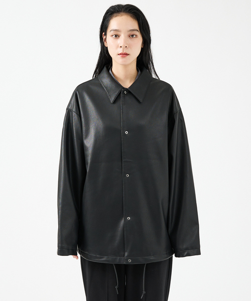 FORTUNA HOMME（フォルトゥナオム）の「【FORTUNA/フォルトゥナ】ECOラムレザーコーチジャケット/コーチジャケット/ユニセックス【WEB限定】（ブルゾン・メンズ・ブラック・M/L）」の13枚目の写真