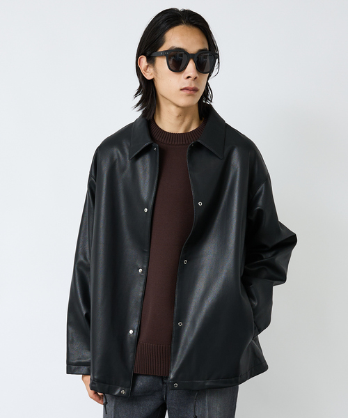 FORTUNA HOMME（フォルトゥナオム）の「【FORTUNA/フォルトゥナ】ECOラムレザーコーチジャケット/コーチジャケット/ユニセックス【WEB限定】（ブルゾン・メンズ・ブラック・M/L）」の5枚目の写真