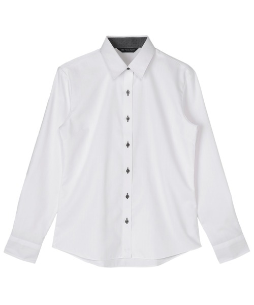 TOKYO SHIRTS(トウキョウシャツ)の「【透け防止】 形態安定ノーアイロン レギュラー 長袖ビジネスワイシャツ(ビジネスシャツ・レディース・ホワイト・LL/XL/XS/S/M/L)」の1枚目の写真