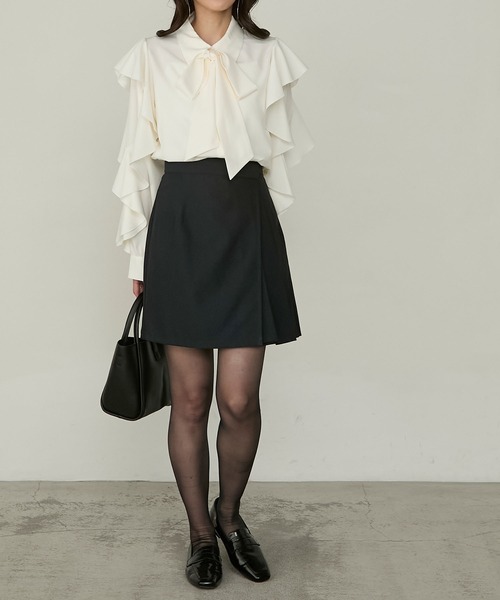 Cherir Mignon(シェリルミニョン)の「【Cherir Mignon】- Silhouette Couture - インパン付きラップデザインプリーツ切替ミニスカート 《セットアップ対応》(スカート・レディース・チャコールグレー/ブラック/ネイビー/ブラウン・S/M)」の17枚目の写真
