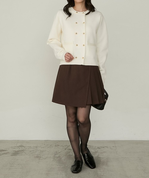 Cherir Mignon(シェリルミニョン)の「【Cherir Mignon】- Silhouette Couture - インパン付きラップデザインプリーツ切替ミニスカート 《セットアップ対応》(スカート・レディース・チャコールグレー/ブラック/ネイビー/ブラウン・S/M)」の8枚目の写真
