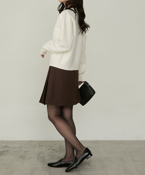 Cherir Mignon(シェリルミニョン)の「【Cherir Mignon】- Silhouette Couture - インパン付きラップデザインプリーツ切替ミニスカート 《セットアップ対応》(スカート・レディース・チャコールグレー/ブラック/ネイビー/ブラウン・S/M)」の9枚目の写真