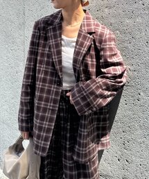 【美品】ティージャケット　ブラウン　チェック　シングルジャケット　秋冬アイテム miniministore グレンチェック ジャケット レディース秋