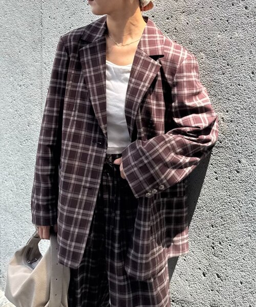 セヴィルロウ SavileRow カシミヤ混 テーラードジャケット チェック柄 willow】チェックオーバージャケット（テーラードジャケット