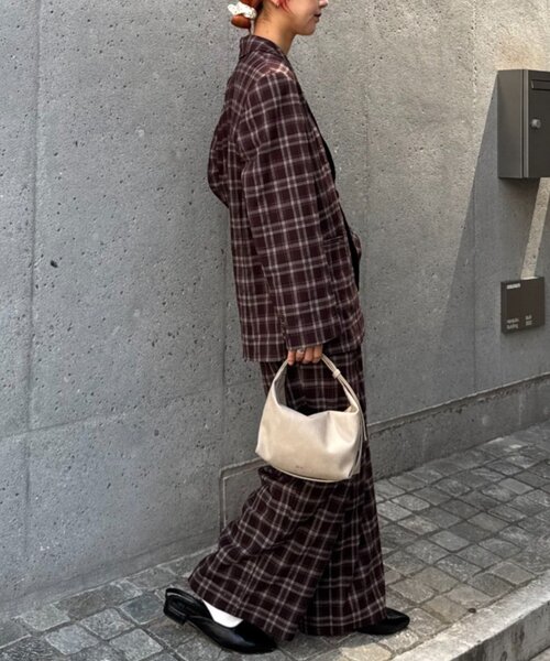 WILLOW（ウィロー）の「【willow】チェックオーバージャケット（テーラードジャケット・レディース・ブラウン/ネイビー・ONE SIZE）」の3枚目の写真