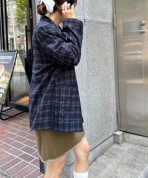 WILLOW（ウィロー）の「【willow】チェックオーバージャケット（テーラードジャケット・レディース・ブラウン/ネイビー・ONE SIZE）」の9枚目の写真