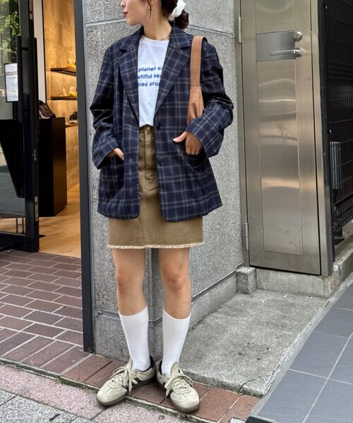 WILLOW（ウィロー）の「【willow】チェックオーバージャケット（テーラードジャケット・レディース・ブラウン/ネイビー・ONE SIZE）」の10枚目の写真