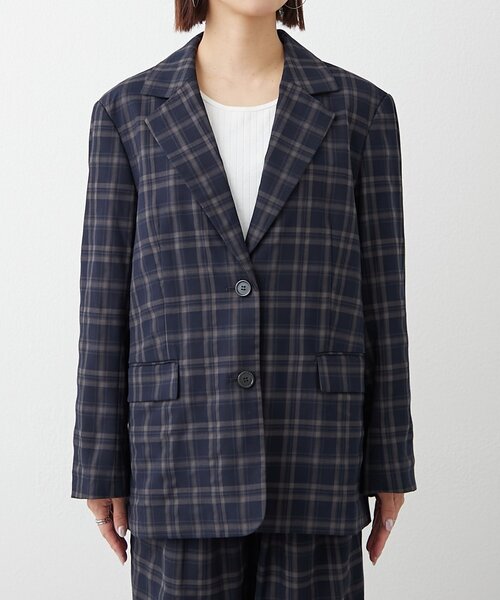 WILLOW（ウィロー）の「【willow】チェックオーバージャケット（テーラードジャケット・レディース・ブラウン/ネイビー・ONE SIZE）」の13枚目の写真