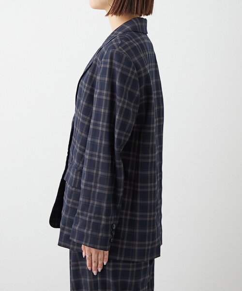 WILLOW（ウィロー）の「【willow】チェックオーバージャケット（テーラードジャケット・レディース・ブラウン/ネイビー・ONE SIZE）」の14枚目の写真