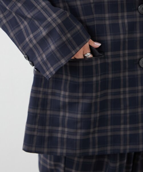 WILLOW（ウィロー）の「【willow】チェックオーバージャケット（テーラードジャケット・レディース・ブラウン/ネイビー・ONE SIZE）」の17枚目の写真