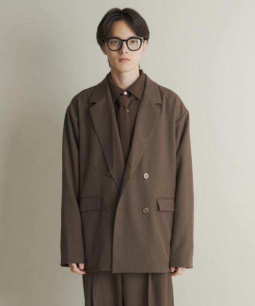 【タイムセール20%オフ】RE-PURPOSE シルク混テーラードジャケット セール】 【セットアップ可能】ライトウェイト ダブルブレスト