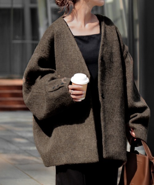 HUG.U　シャギードルマンコート シャギードルマンコート（ノーカラージャケット）｜HUG.U（ハグユー