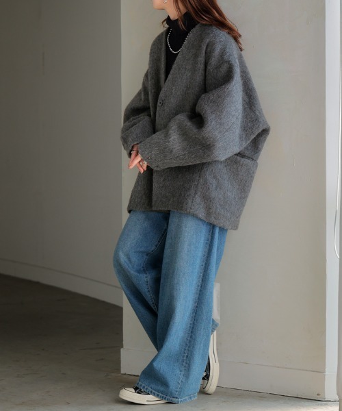 HUG.U（ハグユー）の「シャギードルマンコート（ノーカラージャケット
