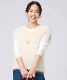 DRESKIP | 【2点セット/S-LL】大人のフェミニンカジュアルに ラメシャギーニットベスト+ロンT(ニット/セーター)