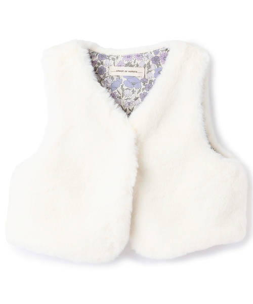 sense of wonder（センスオブワンダー）の「リバティファーベスト（ベスト・キッズ・ホワイト系/ピンク/ベージュ・80-90cm/100-110cm/120-130cm）」の2枚目の写真