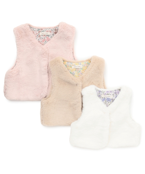 sense of wonder（センスオブワンダー）の「リバティファーベスト（ベスト・キッズ・ホワイト系/ピンク/ベージュ・80-90cm/100-110cm/120-130cm）」の6枚目の写真