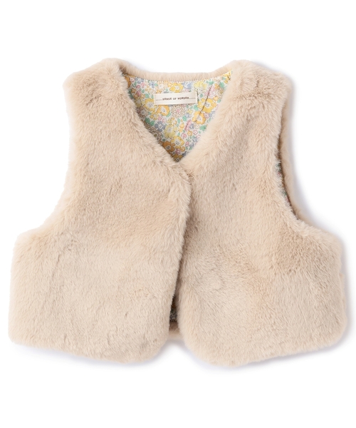 sense of wonder（センスオブワンダー）の「リバティファーベスト（ベスト・キッズ・ホワイト系/ピンク/ベージュ・80-90cm/100-110cm/120-130cm）」の7枚目の写真