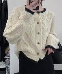 ヘム ライン コンパクト ケーブル ニット カーディガン