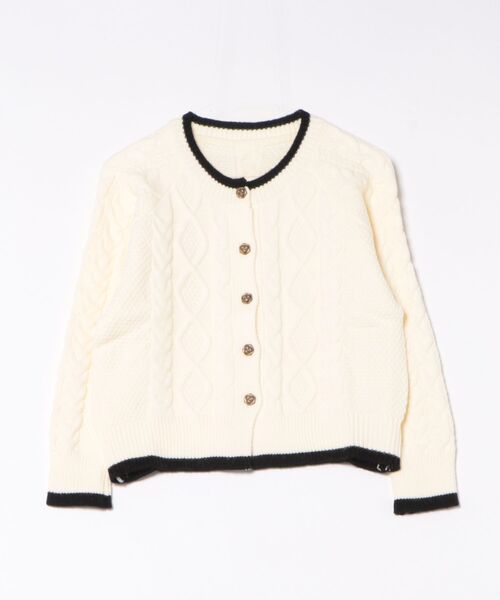 Lace Ladies(レースレディース)の「ヘム ライン コンパクト ケーブル ニット カーディガン(カーディガン/ボレロ・レディース・ピンク/アイボリー・FREE)」の12枚目の写真
