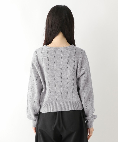 セール】襟付き柄編みカーディガン 589925（カーディガン/ボレロ