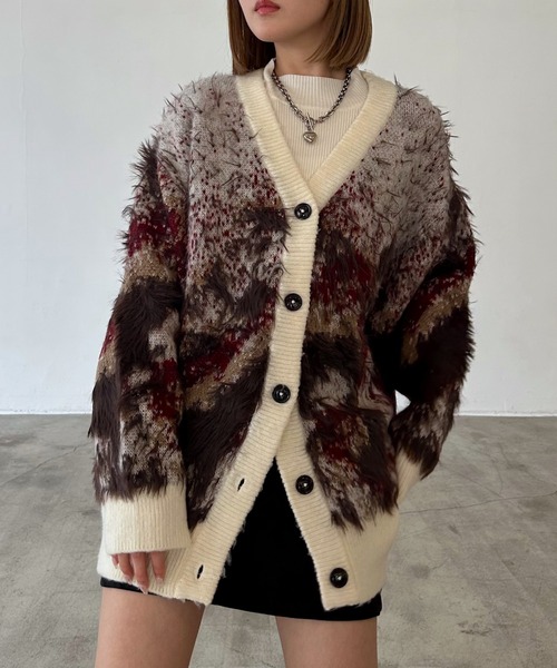 ちぃページ MOUSSY | FRILL STRIPED カーディガン (カーディガン ) |SHEL