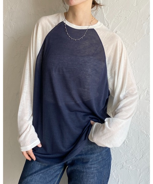 She's Closet(シーズクローゼット)の「シアーラグランスリーブロングTシャツ/長袖ロンT(Tシャツ/カットソー・レディース・アイボリー/杢グレー/ネイビー/ブラック・FREE)」の9枚目の写真
