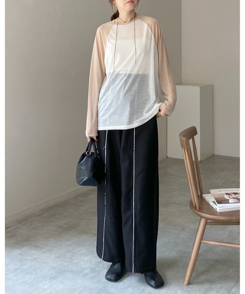 She's Closet(シーズクローゼット)の「シアーラグランスリーブロングTシャツ/長袖ロンT(Tシャツ/カットソー・レディース・アイボリー/杢グレー/ネイビー/ブラック・FREE)」の13枚目の写真