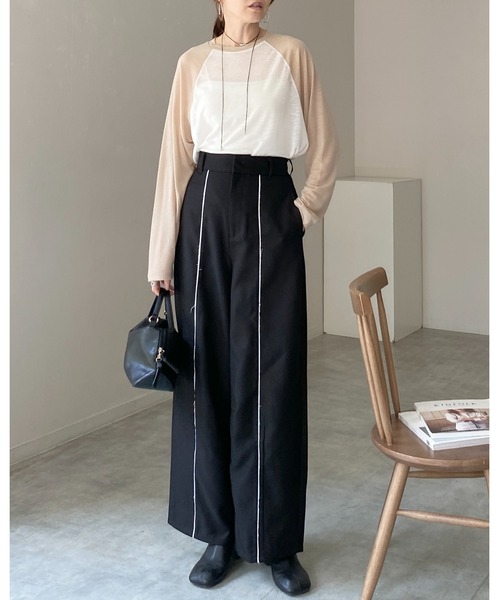 She's Closet(シーズクローゼット)の「シアーラグランスリーブロングTシャツ/長袖ロンT(Tシャツ/カットソー・レディース・アイボリー/杢グレー/ネイビー/ブラック・FREE)」の15枚目の写真