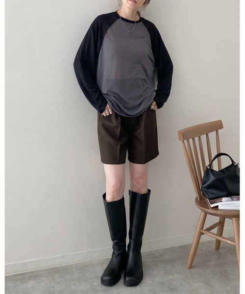 She's Closet(シーズクローゼット)の「シアーラグランスリーブロングTシャツ/長袖ロンT(Tシャツ/カットソー・レディース・アイボリー/杢グレー/ネイビー/ブラック・FREE)」の17枚目の写真