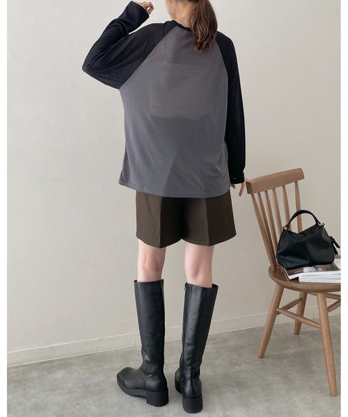 She's Closet(シーズクローゼット)の「シアーラグランスリーブロングTシャツ/長袖ロンT(Tシャツ/カットソー・レディース・アイボリー/杢グレー/ネイビー/ブラック・FREE)」の18枚目の写真