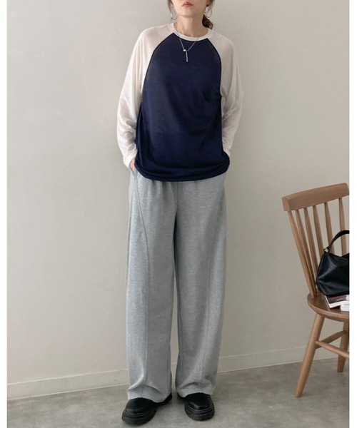 She's Closet(シーズクローゼット)の「シアーラグランスリーブロングTシャツ/長袖ロンT(Tシャツ/カットソー・レディース・アイボリー/杢グレー/ネイビー/ブラック・FREE)」の21枚目の写真