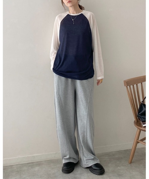 She's Closet(シーズクローゼット)の「シアーラグランスリーブロングTシャツ/長袖ロンT(Tシャツ/カットソー・レディース・アイボリー/杢グレー/ネイビー/ブラック・FREE)」の22枚目の写真