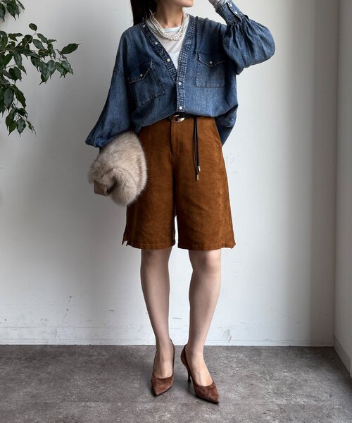 DouDou（ドゥドゥ）の「デニムVVシャツ（シャツ/ブラウス・レディース・ブルー/ブラック・FREE）」の10枚目の写真