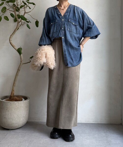 DouDou（ドゥドゥ）の「デニムVVシャツ（シャツ/ブラウス）」 - WEAR