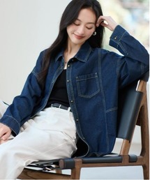 HANDO（ハンド）の「オーバーデニムジャケット シンプルデニム オフィスカジュアル きれいめカジュアル レディース韓国（デニムジャケット）」