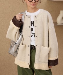 THE CRAFT CREW PRODUCTS | ウォッシャブル 裏配色 スナップボタン ニットカーディガン【THE CRAFT CREW PRODUCTS】(カーディガン/ボレロ)