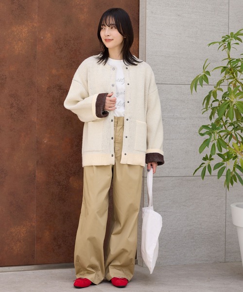 arte アイボリー カーディガン　ニット　セーター セール】 【ウォッシャブル】アセテートストレッチ カーディガン