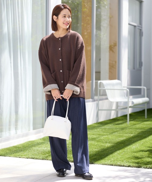 ウォッシャブル 裏配色 スナップボタン ニットカーディガン【THE CRAFT