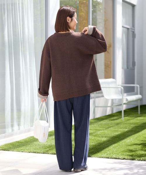 ウォッシャブル 裏配色 スナップボタン ニットカーディガン【THE CRAFT