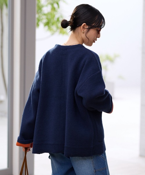 ウォッシャブル 裏配色 スナップボタン ニットカーディガン【THE CRAFT