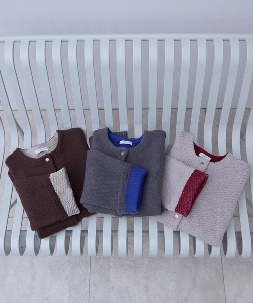 ウォッシャブル 裏配色 スナップボタン ニットカーディガン【THE CRAFT