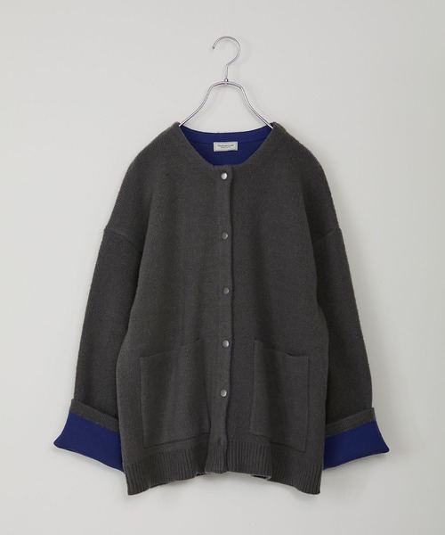 ウォッシャブル 裏配色 スナップボタン ニットカーディガン【THE CRAFT
