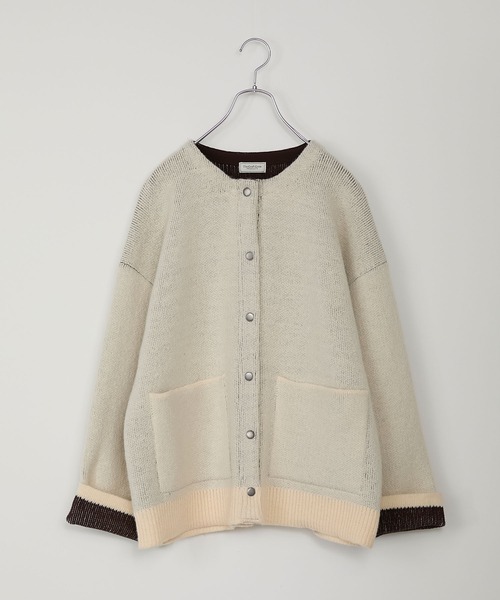 THE CRAFT CREW PRODUCTS（ザクラフトクループロダクツ）の「ウォッシャブル 裏配色 スナップボタン ニットカーディガン【THE CRAFT CREW PRODUCTS】（カーディガン/ボレロ・レディース・グレイッシュベージュ/アイボリー/ブラック/グレー/ブラウン/ネイビー・FREE）」の13枚目の写真