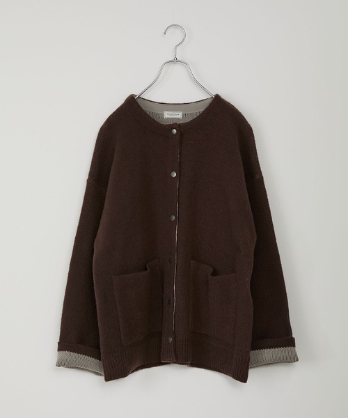 ウォッシャブル 裏配色 スナップボタン ニットカーディガン【THE CRAFT