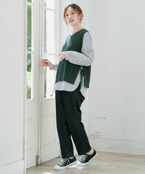 ikka(イッカ)の「【雑誌InRed11月号掲載】ニットベストブラウスセット(シャツ/ブラウス・レディース・ブラック/グレイッシュベージュ/ネイビー/グリーン・M/L/S)」の13枚目の写真
