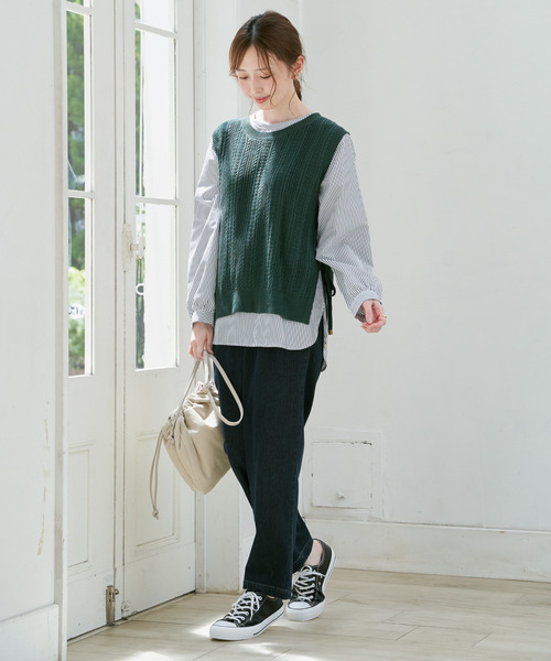 ikka(イッカ)の「【雑誌InRed11月号掲載】ニットベストブラウスセット(シャツ/ブラウス・レディース・ブラック/グレイッシュベージュ/ネイビー/グリーン・M/L/S)」の15枚目の写真