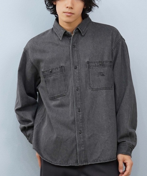 Quiksilver（クイックシルバー）の「QUIKSILVER/クイックシルバー 長袖シャツ デニムシャツ セットアップ対応 DENIM WASH SHIRT QSH254003（シャツ/ブラウス・メンズ・グレー/ブラック・M/L）」の2枚目の写真