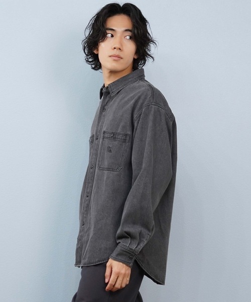 Quiksilver（クイックシルバー）の「QUIKSILVER/クイックシルバー 長袖シャツ デニムシャツ セットアップ対応 DENIM WASH SHIRT QSH254003（シャツ/ブラウス・メンズ・グレー/ブラック・M/L）」の11枚目の写真