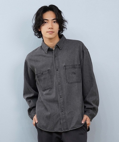 Quiksilver（クイックシルバー）の「QUIKSILVER/クイックシルバー 長袖シャツ デニムシャツ セットアップ対応 DENIM WASH SHIRT QSH254003（シャツ/ブラウス・メンズ・グレー/ブラック・M/L）」の10枚目の写真