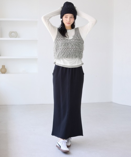 VIS（ビス）の「配色レイヤードシアーロンT（Tシャツ/カットソー・レディース・グレー/オフホワイト/ピンク・FREE）」の9枚目の写真